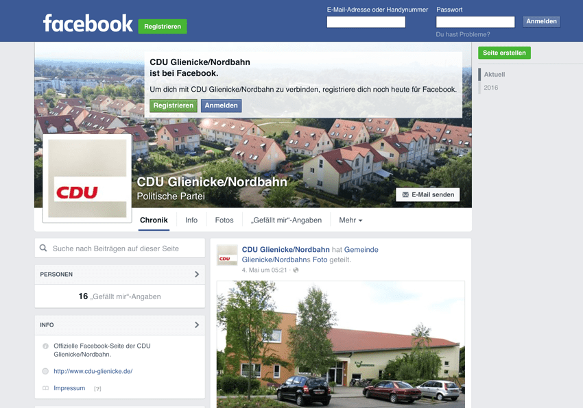 CDU Glienicke auf Facebook